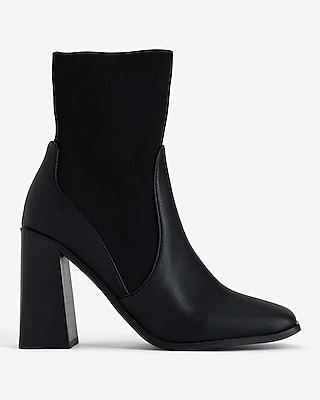 Block Heel Ankle Sock Boots