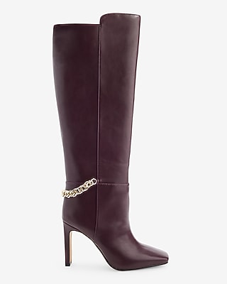 Chain Heel Tall Boots Purple Women's 6