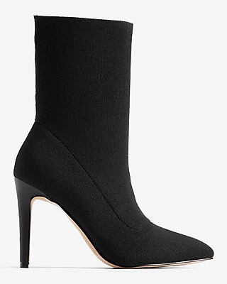 Thin Heel Sock Boots Black Women's 10