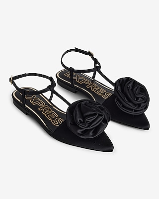 Pointed Toe Rose Strappy Flats