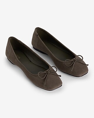 Suede Square Toe Ballet Flats