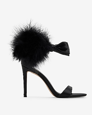 Feathered Bow High Heeled Sandals