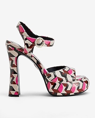 Brian Atwood X Express Geo Platform Heeled Sandals Multi-Color Women's
