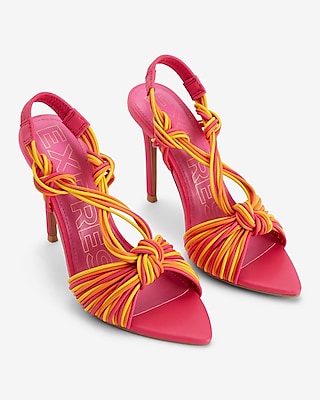 Woven Multi Strap Heeled Sandals Multi-Color Women's 10