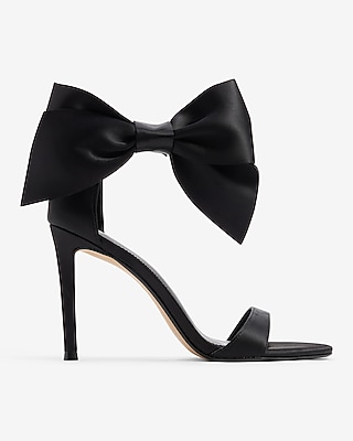 Ankle Bow Heeled Sandals Black Women's 9