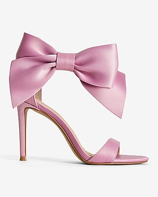 Ankle Bow Heeled Sandals Pink Women's 6.5