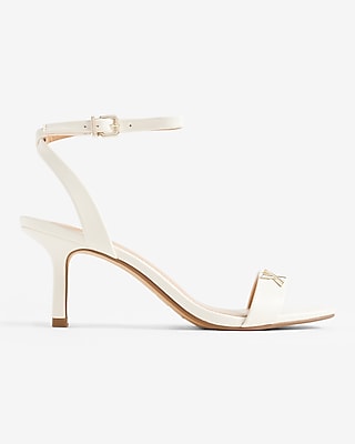 Square Toe Mid Heeled Sandals White Women's 10