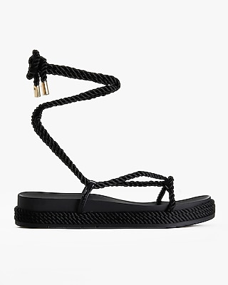 Rope Lace-Up Thong Sandals