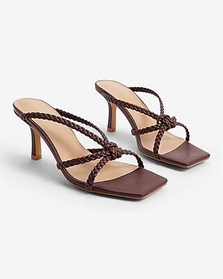 Braided Knot Strap Mule Sandals Brown Women's 6