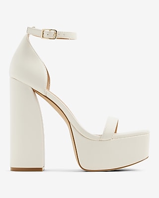 Platform Heeled Sandals White Women's 9