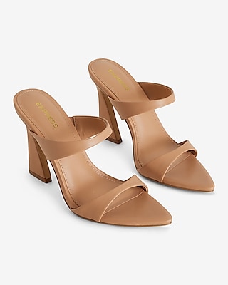 Pointed Toe Double Strap Heeled Sandals