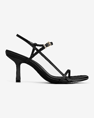 Strappy Slingback Mid Heeled Sandals Black Women's 9.5