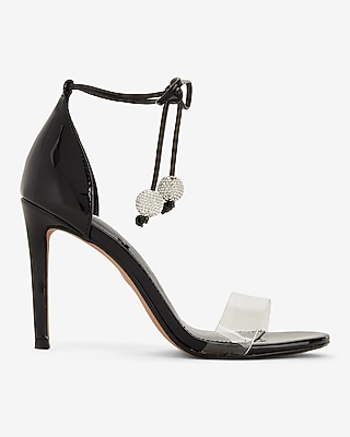 Brian Atwood X Express Rhinestone Ball Lace Up Heeled Sandals Black Women's 7.5