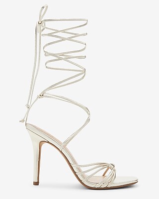 Strappy Lace Up Heeled Sandals Gold Women's 10