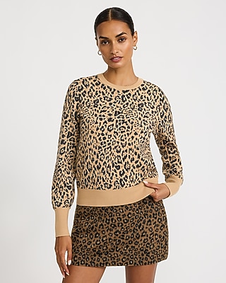 Skimming Leopard Crew Neck Sweater in Airy Soft
