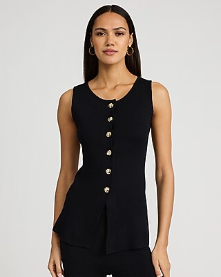 Novelty Button Knit Cutaway Vest