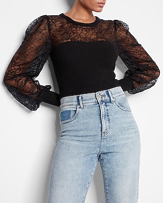 Lace Balloon Sleeve Sweater