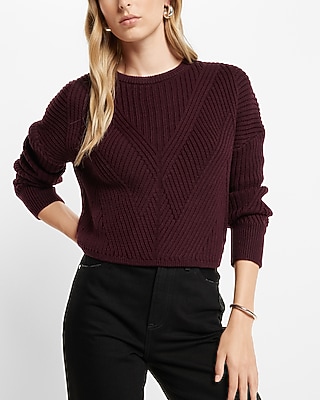 Ribbed Design Crew Neck Sweater