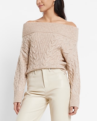 Off shoulder shop cable knit sweater