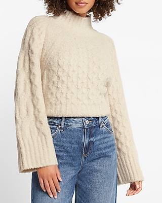 Cozy Cable Knit Mock Neck Sweater