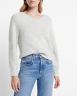 Long Sleeve Pointelle V-Neck Pullover