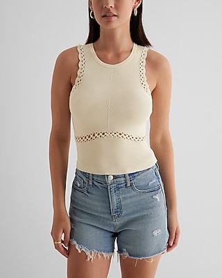 High Neck Hand Crochet Sweater Tank