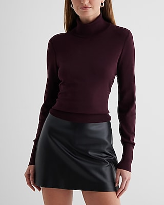 Silky Soft Fitted Turtleneck Sweater Red Women's S