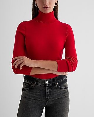 Silky Soft Fitted Turtleneck Sweater Red Women's L