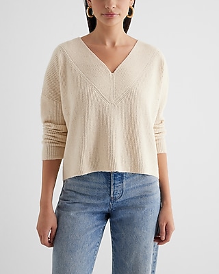 Relaxed V-Neck Sweater Neutral Women's L