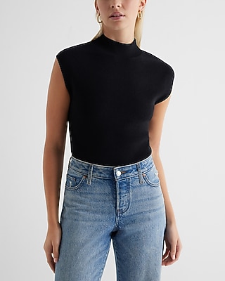 Mock Neck Cap Sleeve Sweater
