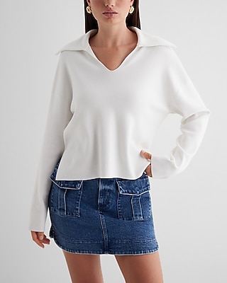 Relaxed V-Neck Polo Sweater
