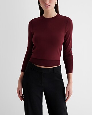 Silky Soft Fitted Crew Neck Sweater Red Women's XS