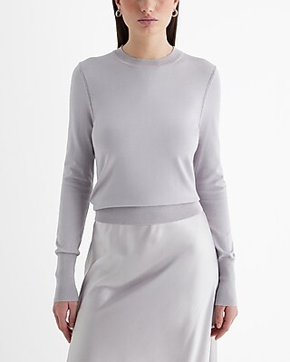 Silky Soft Fitted Crew Neck Sweater White Women's XL