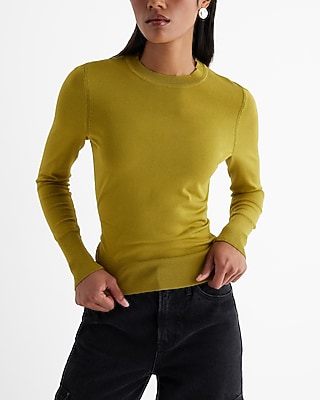 Silky Soft Fitted Crew Neck Sweater Green Women's S