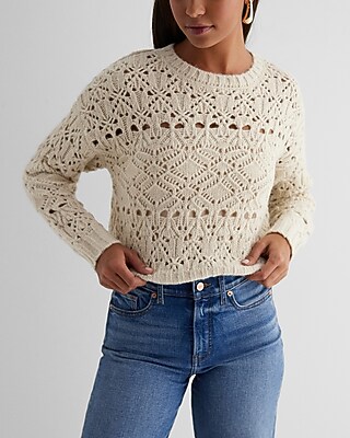 Shine Open Stitch Crew Neck Sweater