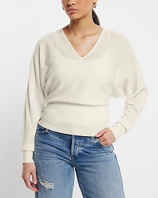 Merino V-Neck Dolman Sleeve Sweater