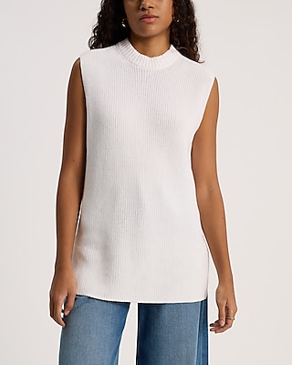 Mock Neck Sleeveless Sweater Tunic