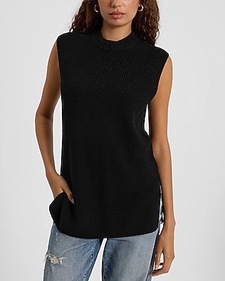 Mock Neck Sweater Sleeveless Tunic