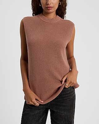 Mock Neck Sleeveless Sweater Tunic