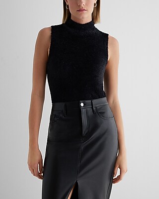 Tinsel Mock Neck Sweater Tank Black Women's XS