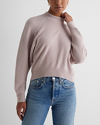 Velvet Mock Neck Long Sleeve Sweater Red Women's L