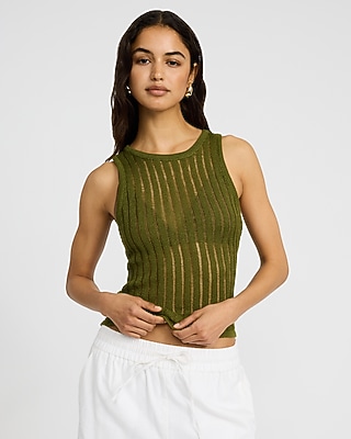 Striped Open Stitch Sweater Tank