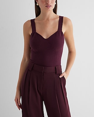 Ribbed Sweetheart Neckline Sweater Tank