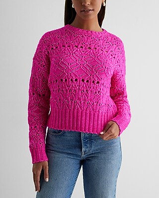 Open Stitch Crew Neck Sweater