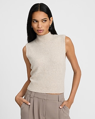 Wool-Blend Mock Neck Sweater Tank