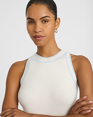 Tipped Crew Neck Sweater Tank