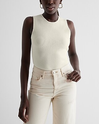 Ribbed Crew Neck Sweater Tank