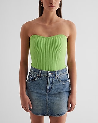 Ribbed Sweetheart Neckline Sweater Tube Top