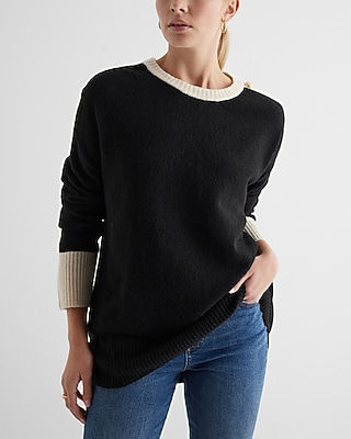 London Tipped Novelty Button Oversized Sweater