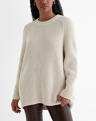 London Ribbed Knit Crew Neck Oversized Sweater Neutral Women's L